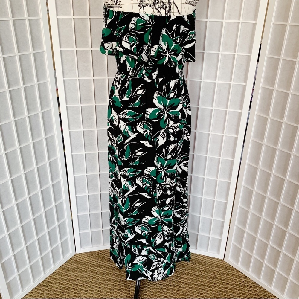 Green Plant Maxi Sleeveless Dress Womens Medium - Picture 4 of 9